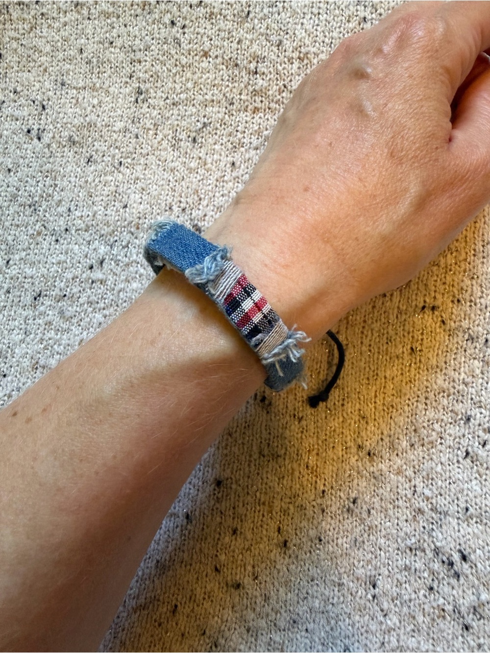 Fun 🤠 Casual Denim & Plaid Adjustable Bracelet.